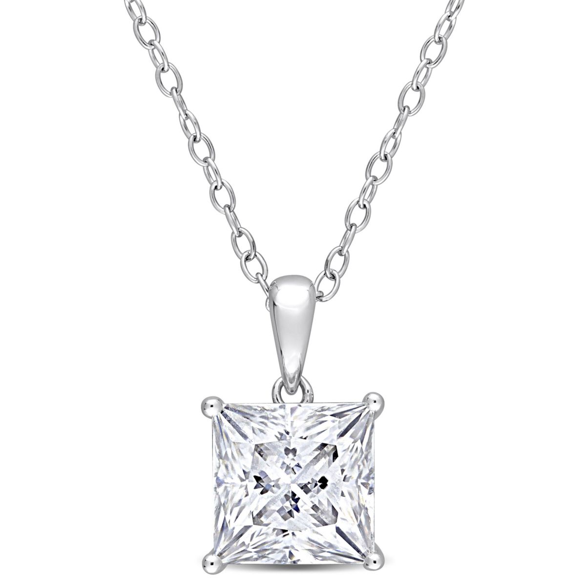 Lab Created 3 ct. t.g.w. Created Moissanite Solitaire Pendant with Chain in Sterling Silver