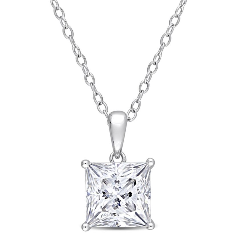 Lab Created 3 ct. t.g.w. Created Moissanite Solitaire Pendant with Chain in Sterling Silver