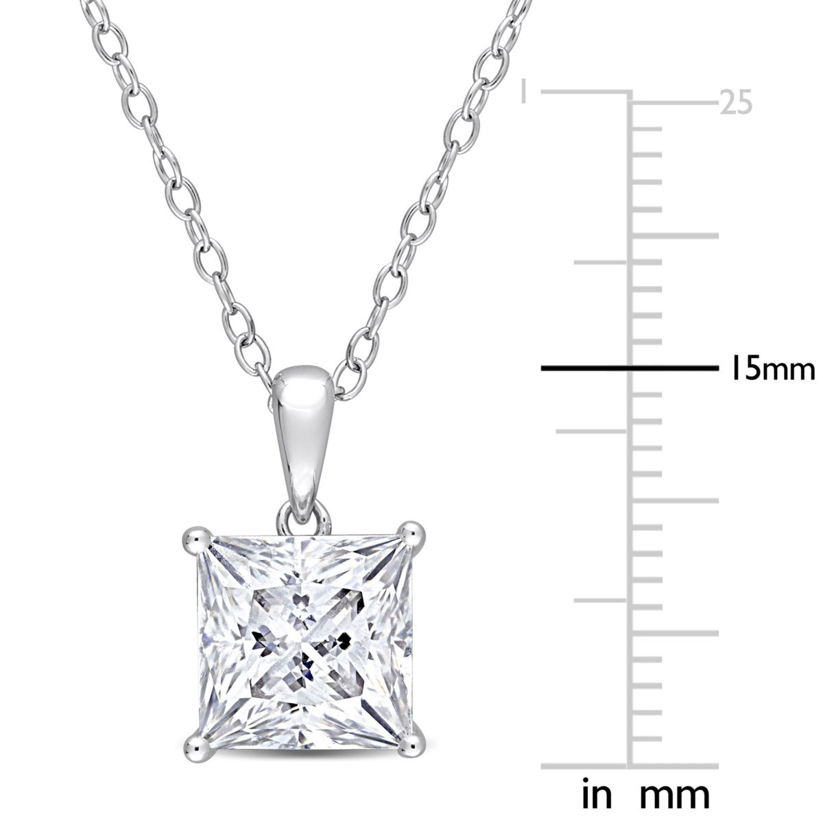 Lab Created 3 ct. t.g.w. Created Moissanite Solitaire Pendant with Chain in Sterling Silver