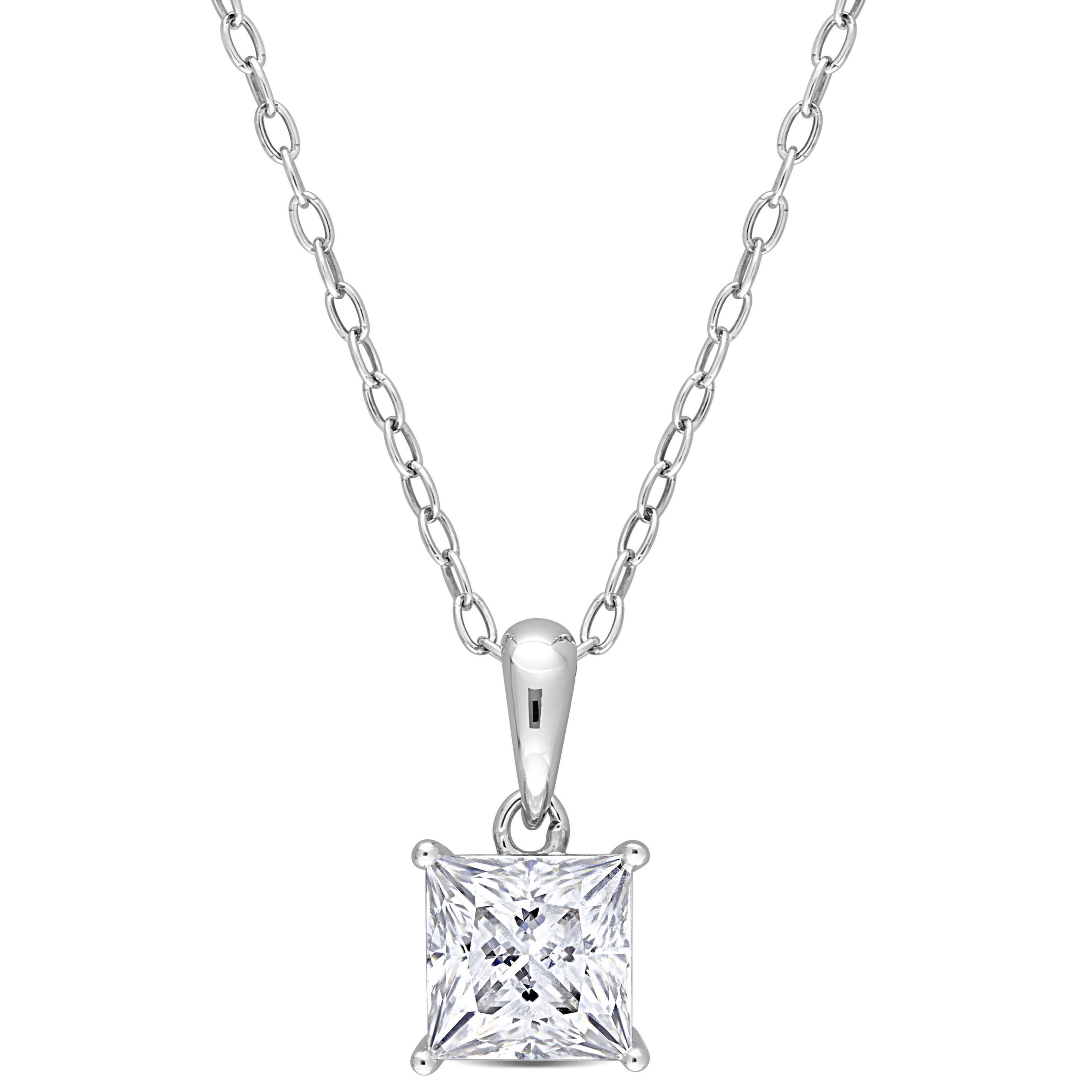Lab Created 1.25 ct. t.g.w. Created Moissanite Solitaire Pendant with Chain in Sterling Silver
