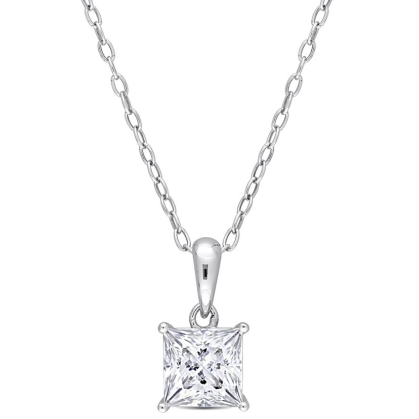Lab Created 1.25 ct. t.g.w. Created Moissanite Solitaire Pendant with Chain in Sterling Silver