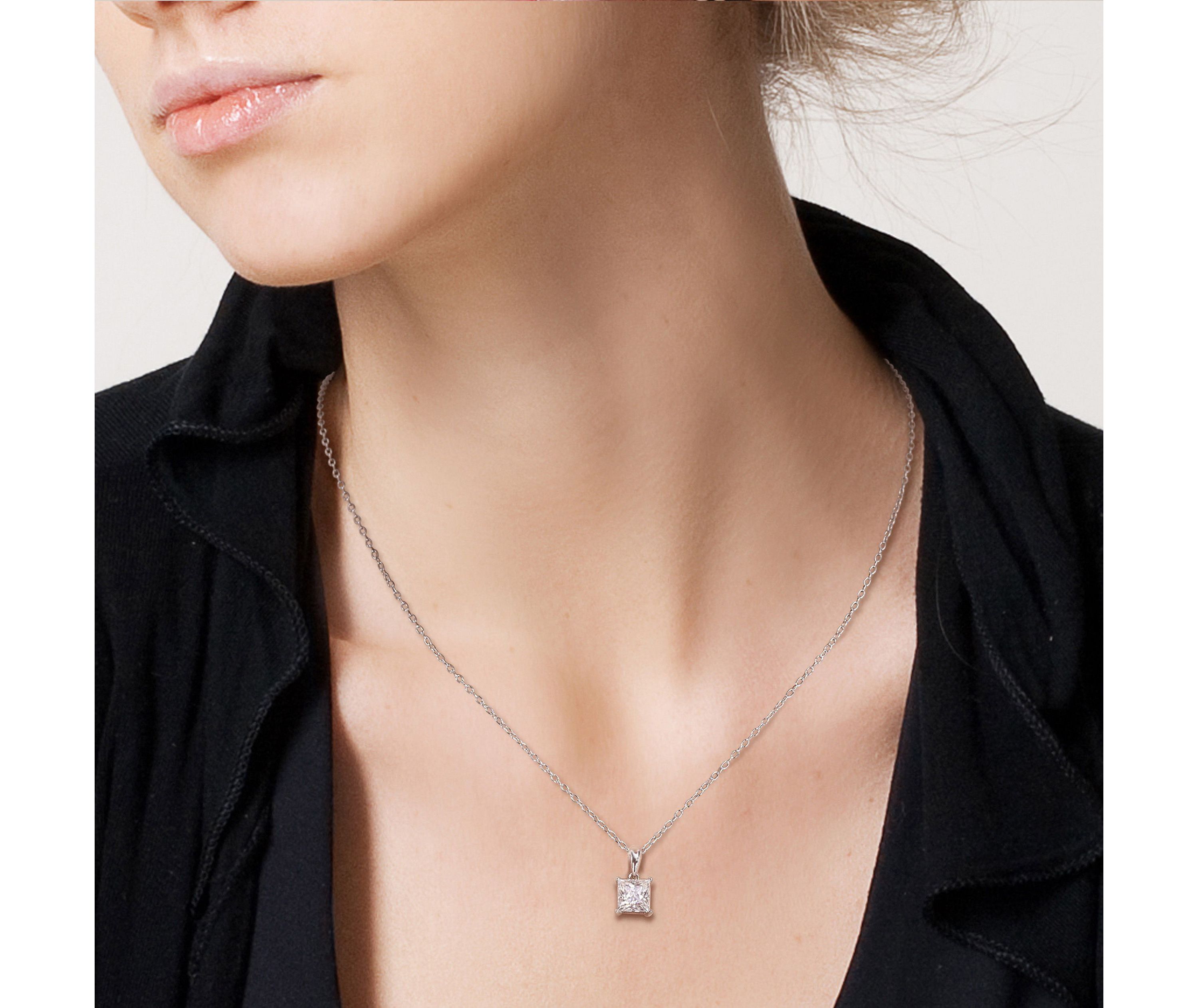 Lab Created 1.25 ct. t.g.w. Created Moissanite Solitaire Pendant with Chain in Sterling Silver