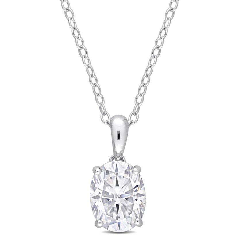 Lab Created 2 ct. t.g.w. Created Moissanite Solitaire Pendant with Chain in Sterling Silver