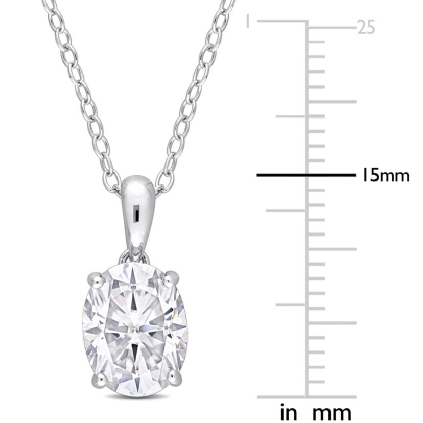 Lab Created 2 ct. t.g.w. Created Moissanite Solitaire Pendant with Chain in Sterling Silver