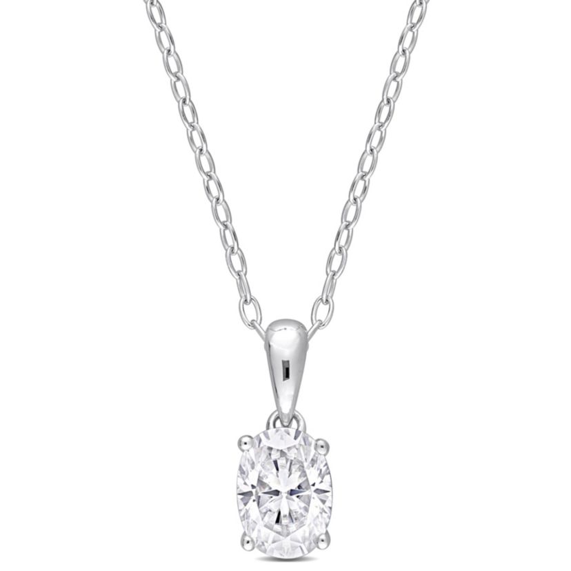 Lab Created 1 ct. t.g.w. Created Moissanite Solitaire Pendant with Chain in Sterling Silver
