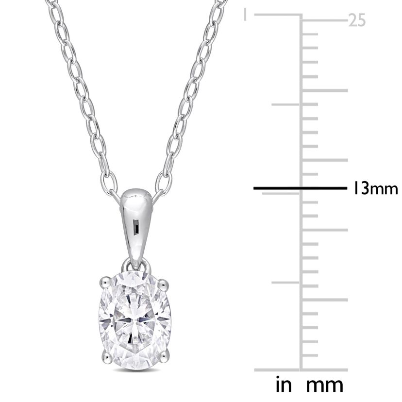 Lab Created 1 ct. t.g.w. Created Moissanite Solitaire Pendant with Chain in Sterling Silver