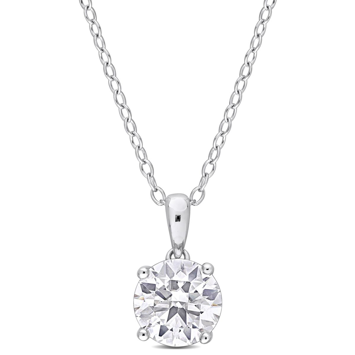 Lab Created 1.85 ct. t.g.w. Created Moissanite Solitaire Pendant with Chain in Sterling Silver