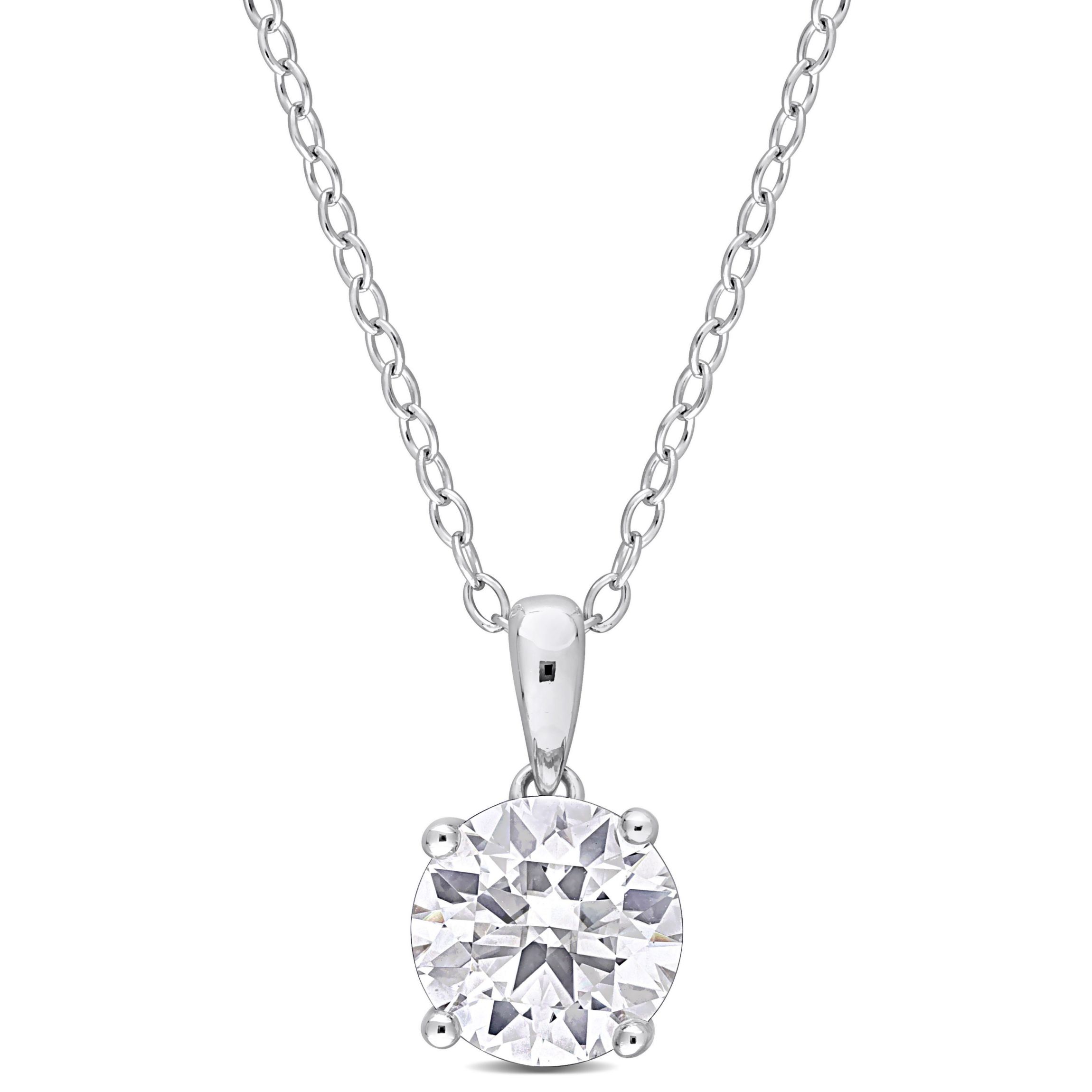 Lab Created 1.85 ct. t.g.w. Created Moissanite Solitaire Pendant with Chain in Sterling Silver