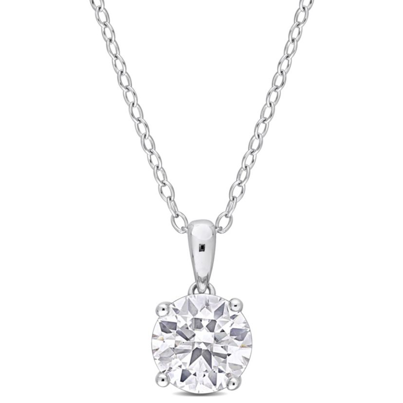 Lab Created 1.85 ct. t.g.w. Created Moissanite Solitaire Pendant with Chain in Sterling Silver