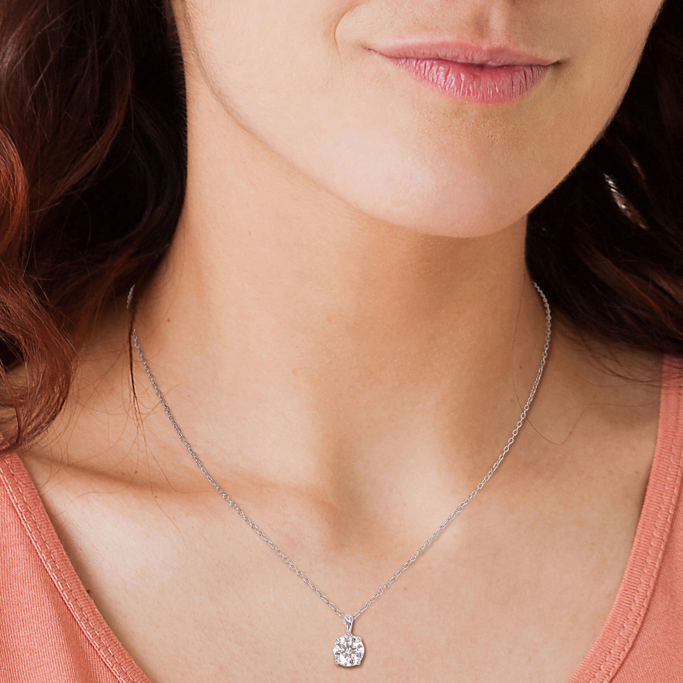 Lab Created 1.85 ct. t.g.w. Created Moissanite Solitaire Pendant with Chain in Sterling Silver