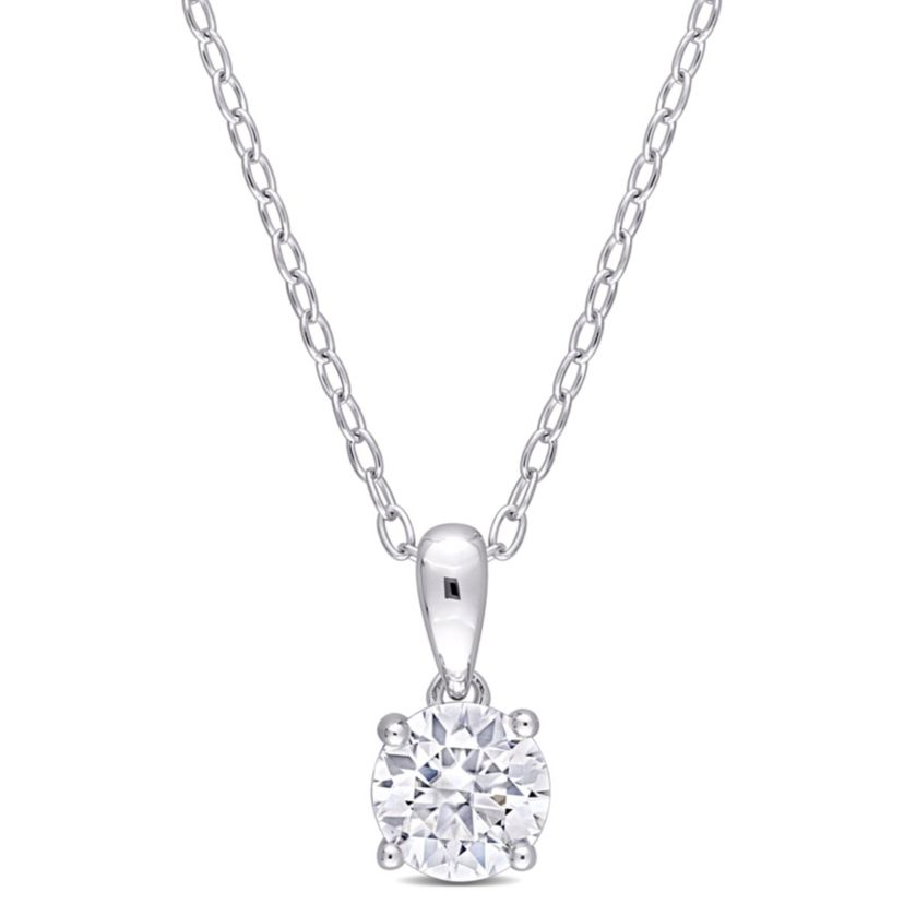 Lab Created 3/4 ct. t.g.w. Created Moissanite Solitaire Pendant with Chain in Sterling Silver