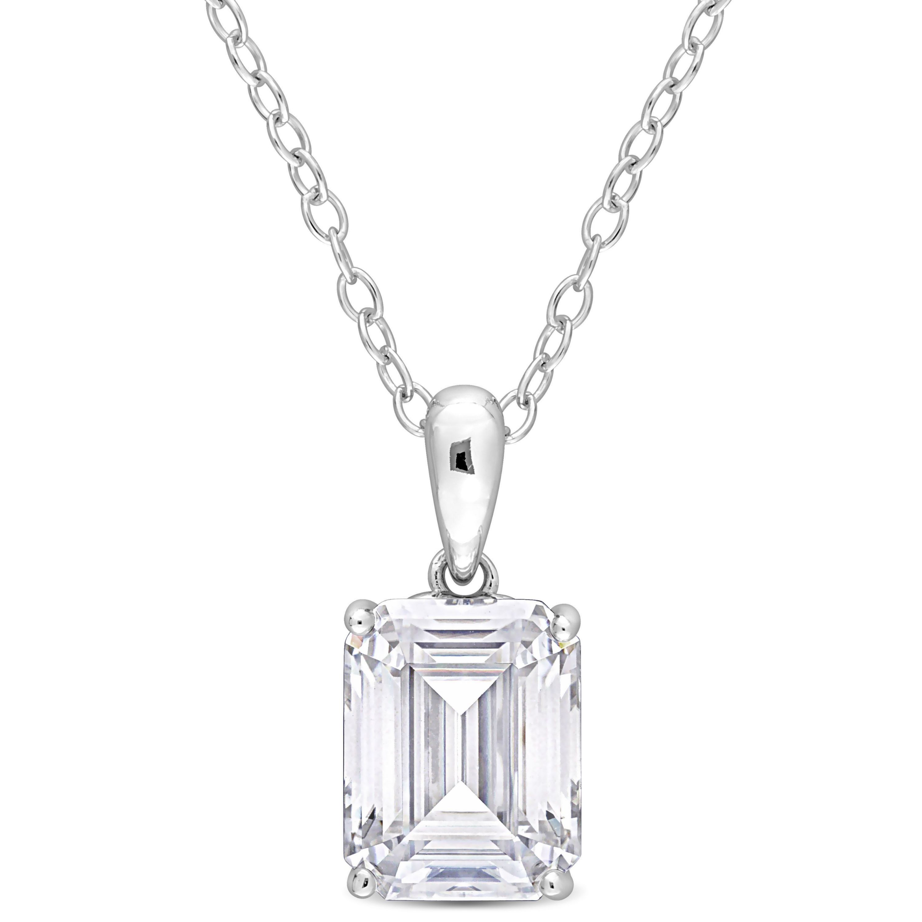 Lab Created 2.5 ct. t.g.w. Created Moissanite Solitaire Pendant with Chain in Sterling Silver