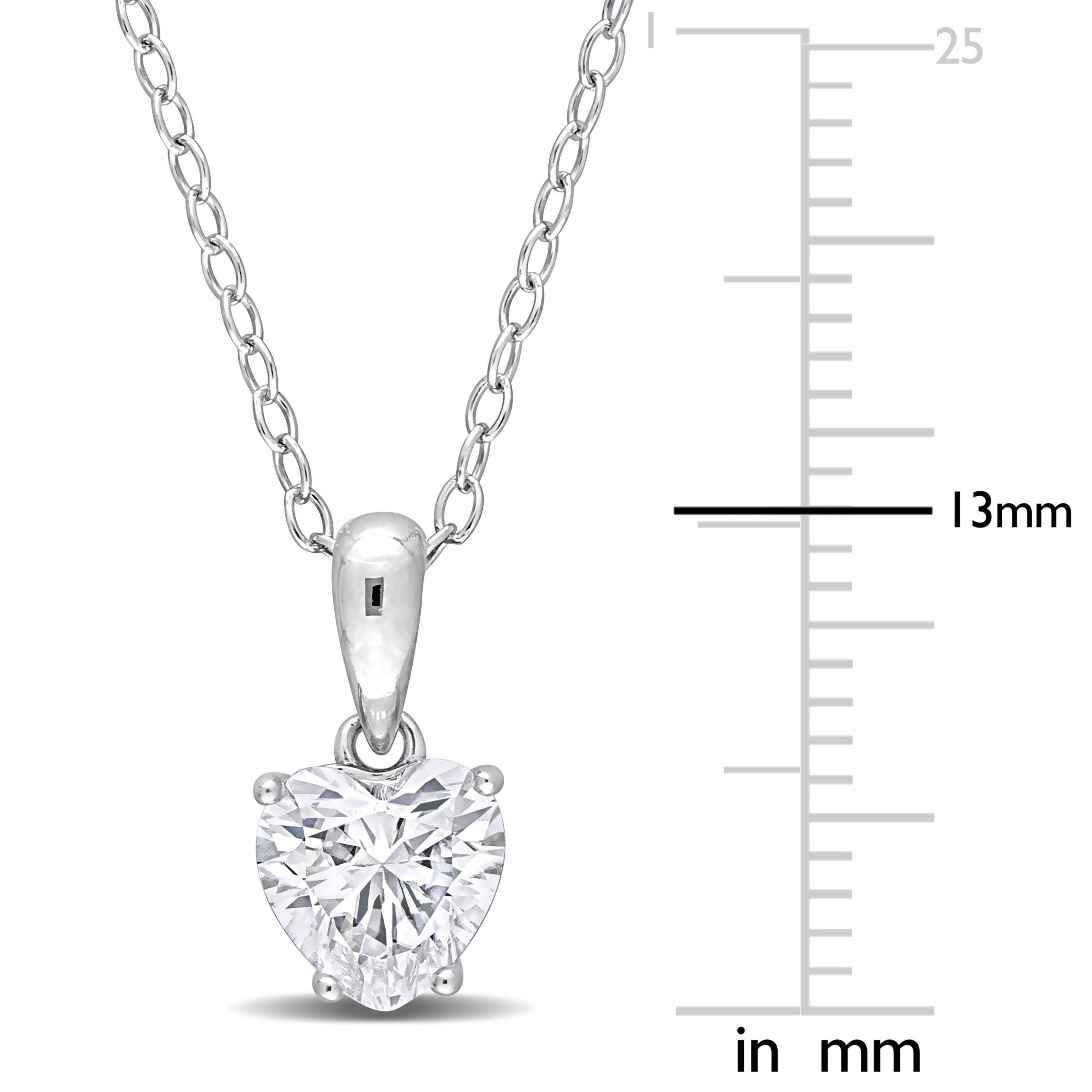 Lab Created Created White Sapphire Heart Pendant with Chain in Sterling Silver