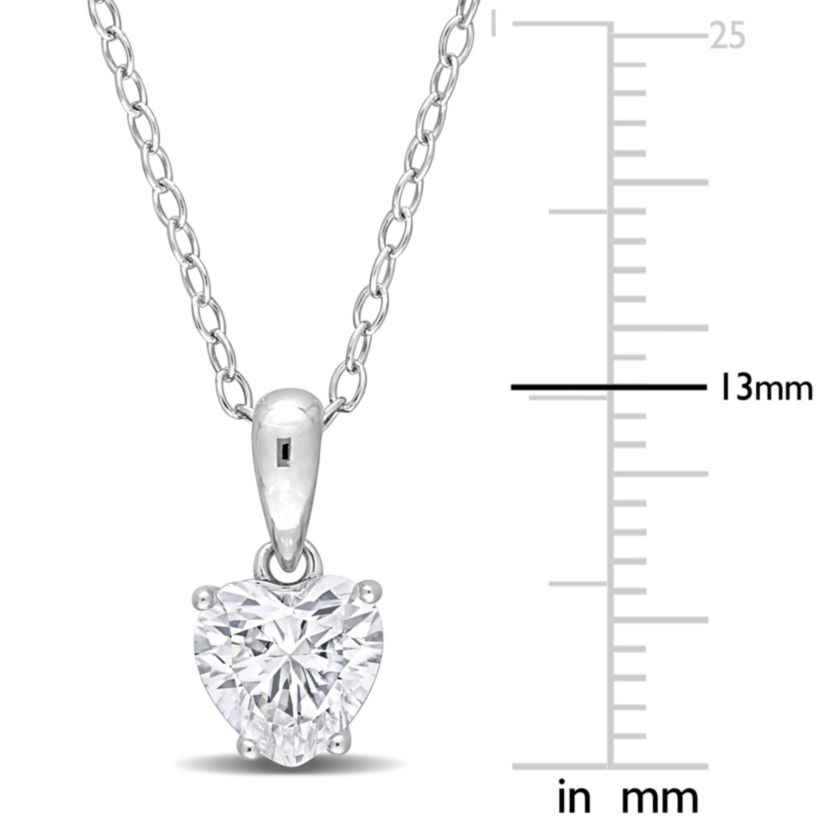 Lab Created Created White Sapphire Heart Pendant with Chain in Sterling Silver