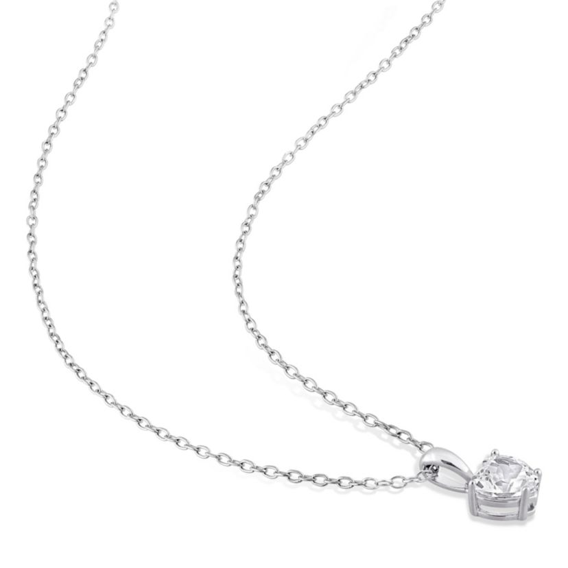 Lab Created Created White Sapphire Heart Pendant with Chain in Sterling Silver