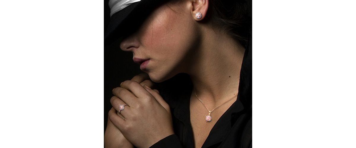 Morganite and Diamond Accent Halo Stud Earrings in Rose Plated Sterling Silver