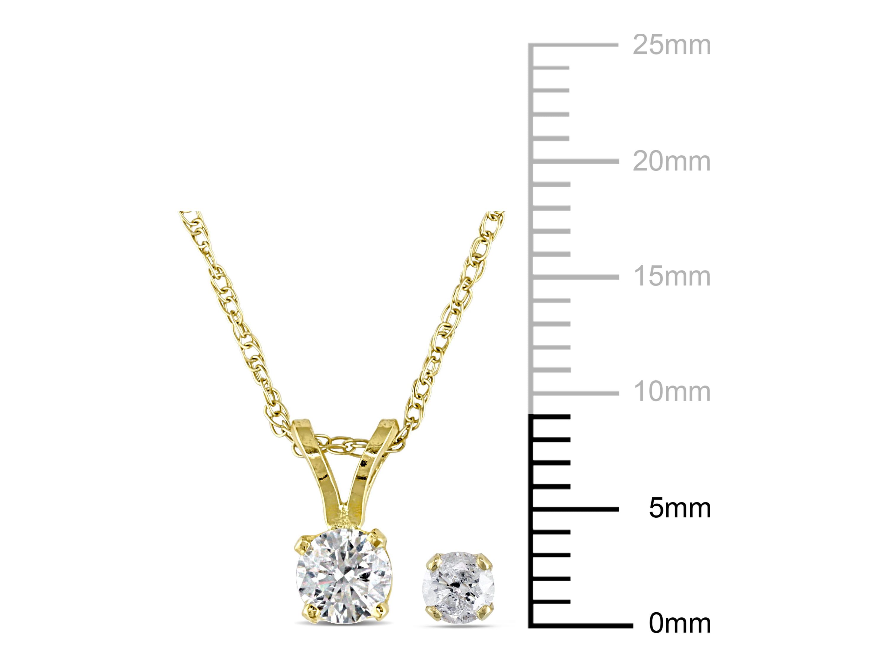 2-Pc Set of 1/2 ct. t.w. Diamond Solitaire Pendant with Chain and Stud Earrings in 14K Yellow Gold