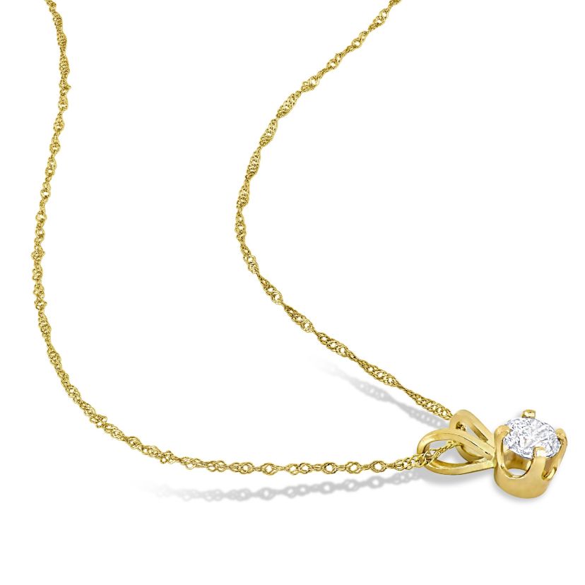 2-Pc Set of 1/2 ct. t.w. Diamond Solitaire Pendant with Chain and Stud Earrings in 14K Yellow Gold