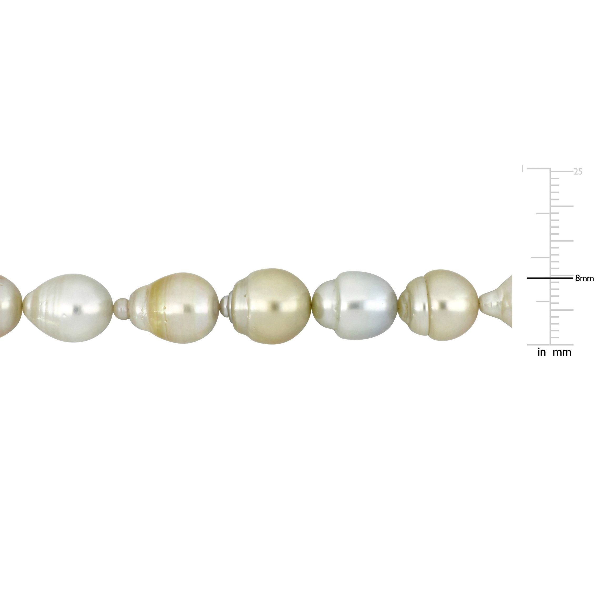 12-16MM Off-Round Golden South Sea Cultured Pearl Necklace with 14K Yellow Gold Diamond Ball Clasp