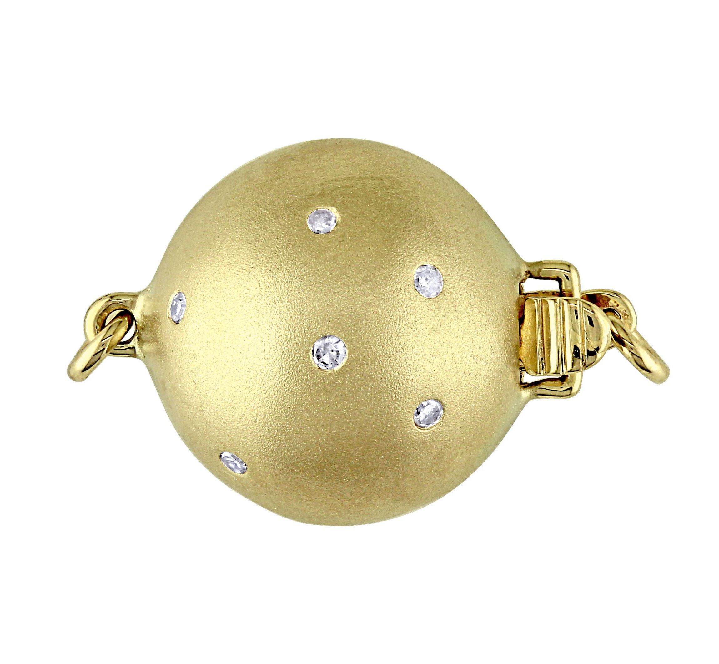 12-16MM Off-Round Golden South Sea Cultured Pearl Necklace with 14K Yellow Gold Diamond Ball Clasp