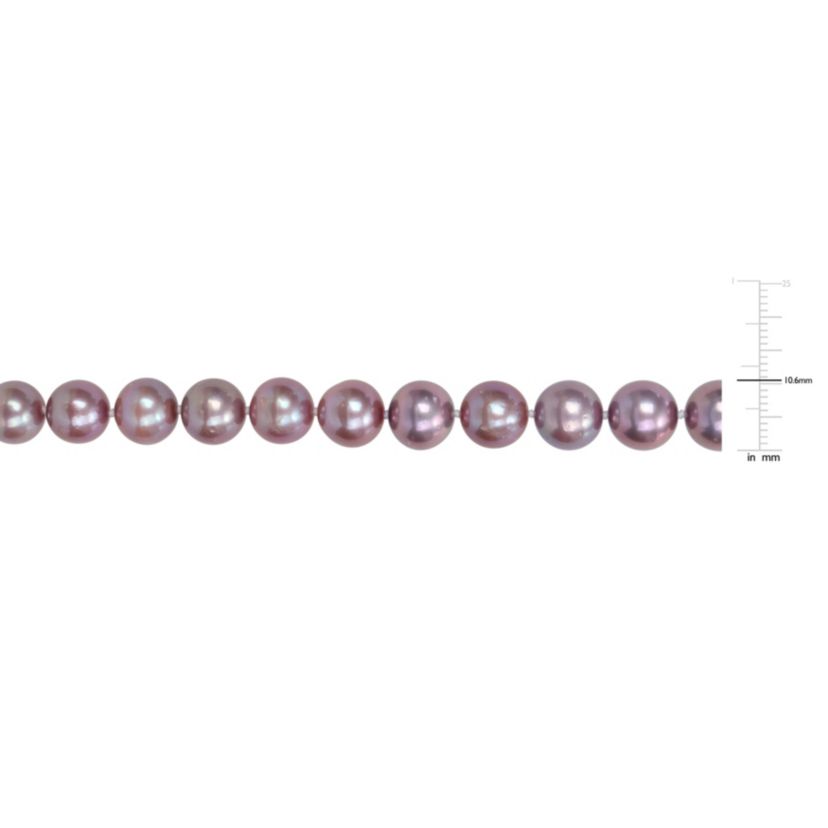 9-10MM Purple Freshwater Cultured Pearl Necklace with Sterling Silver Ball Clasp