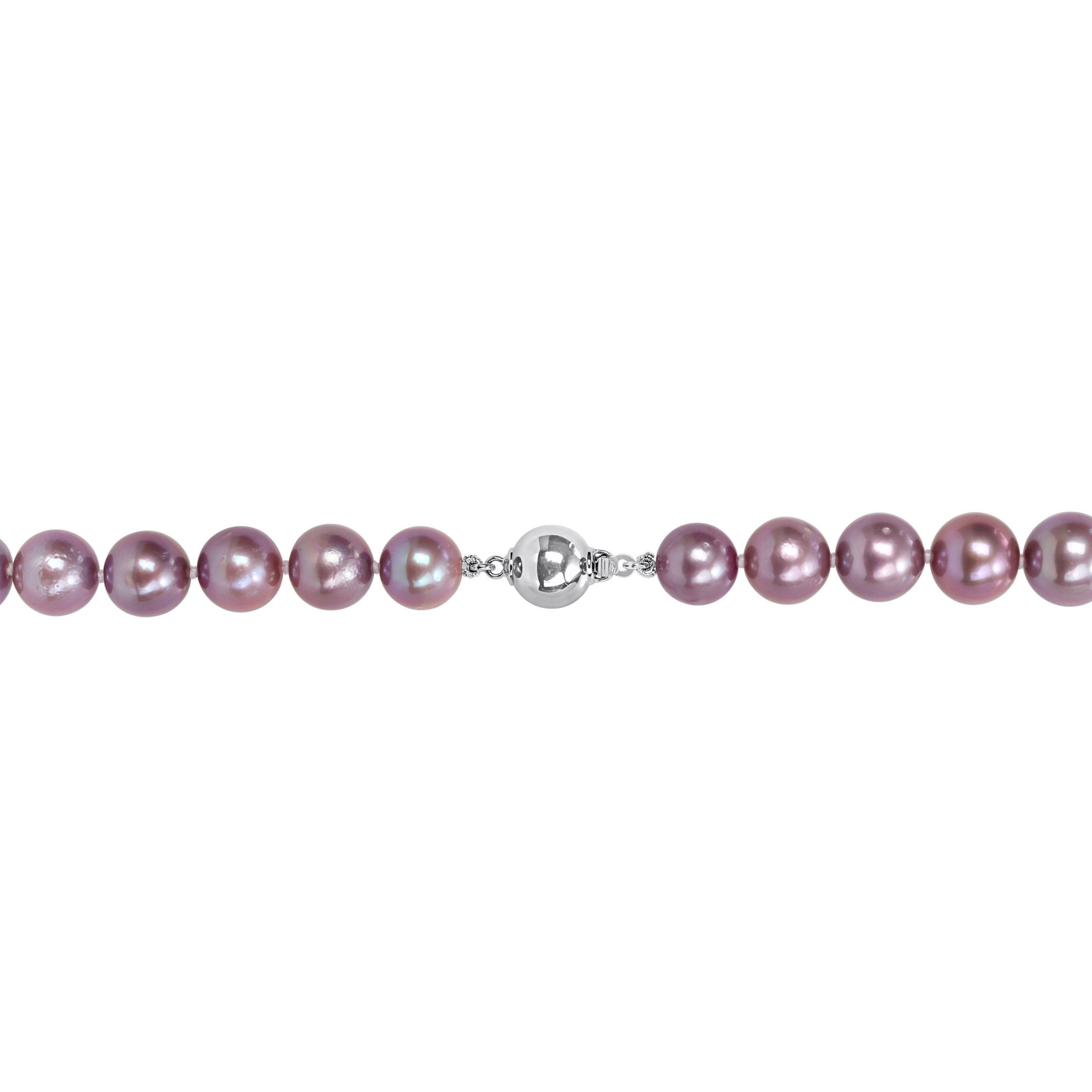 9-10MM Purple Freshwater Cultured Pearl Necklace with Sterling Silver Ball Clasp