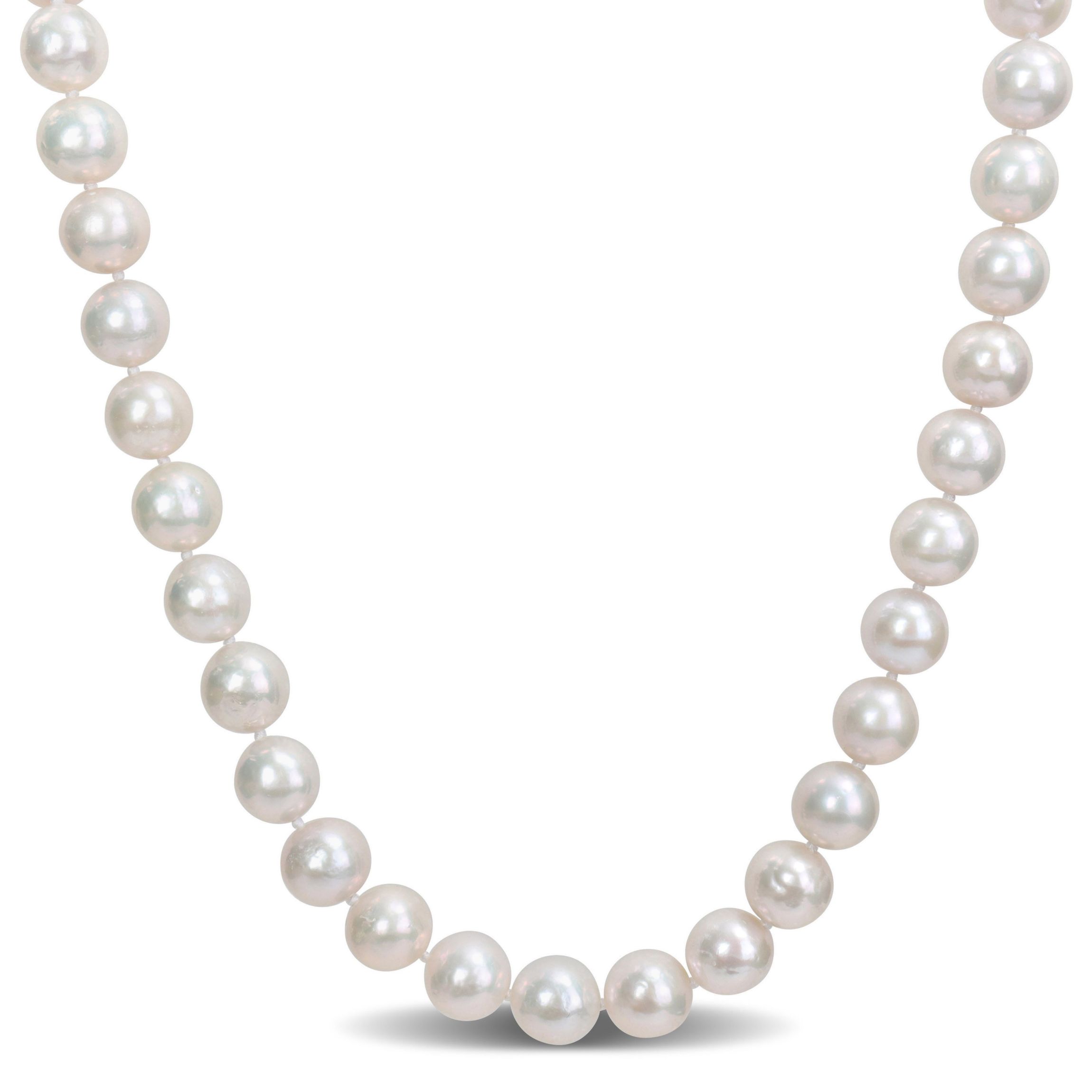 9-10MM Freshwater Cultured Pearl Necklace with Sterling Silver Ball Clasp