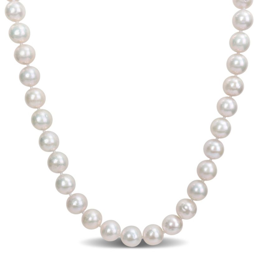9-10MM Freshwater Cultured Pearl Necklace with Sterling Silver Ball Clasp
