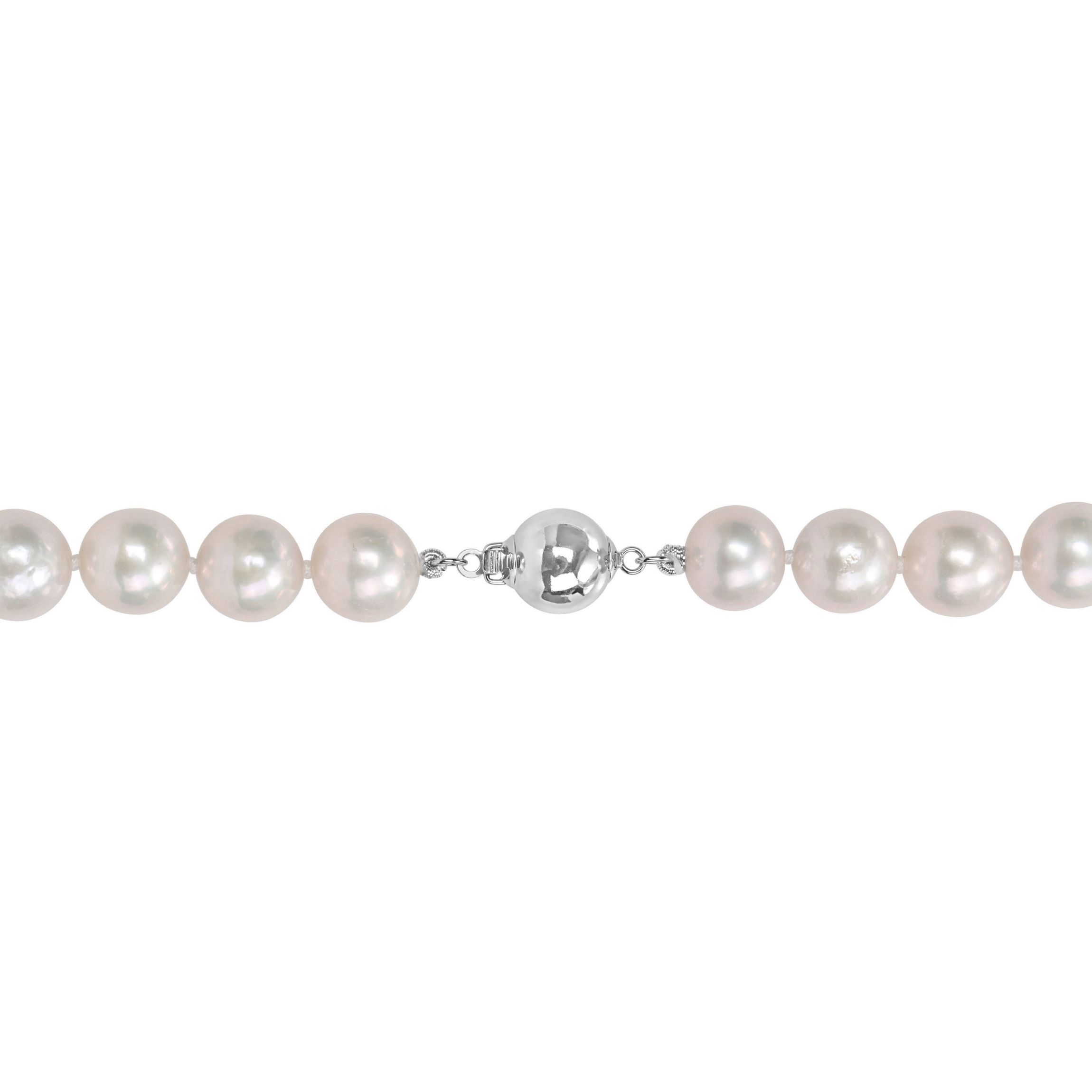 9-10MM Freshwater Cultured Pearl Necklace with Sterling Silver Ball Clasp