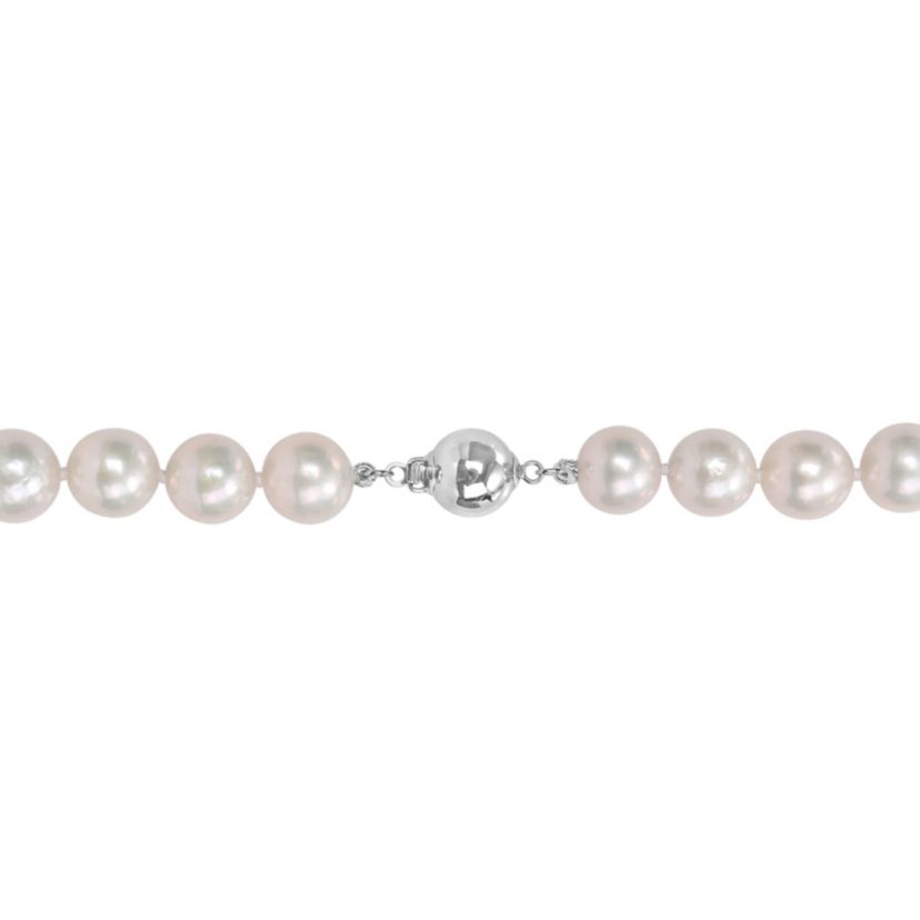 9-10MM Freshwater Cultured Pearl Necklace with Sterling Silver Ball Clasp