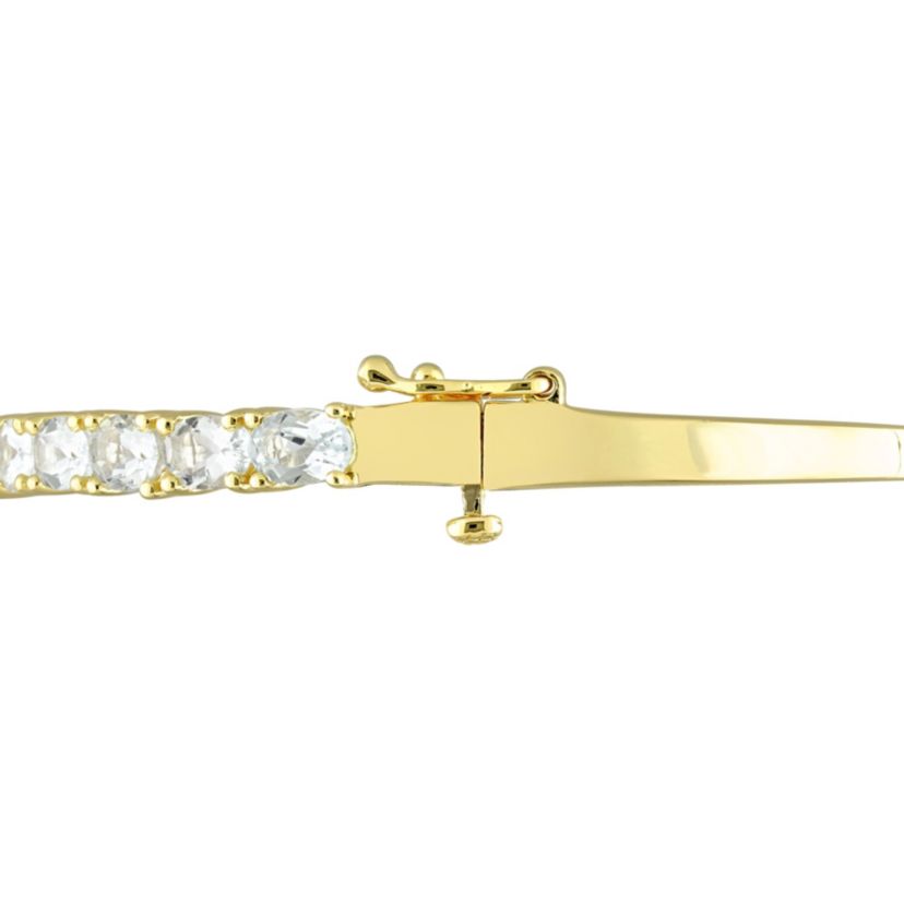 6.3 ct. t.g.w. Aquamarine Bangle in Yellow Plated Stering Silver