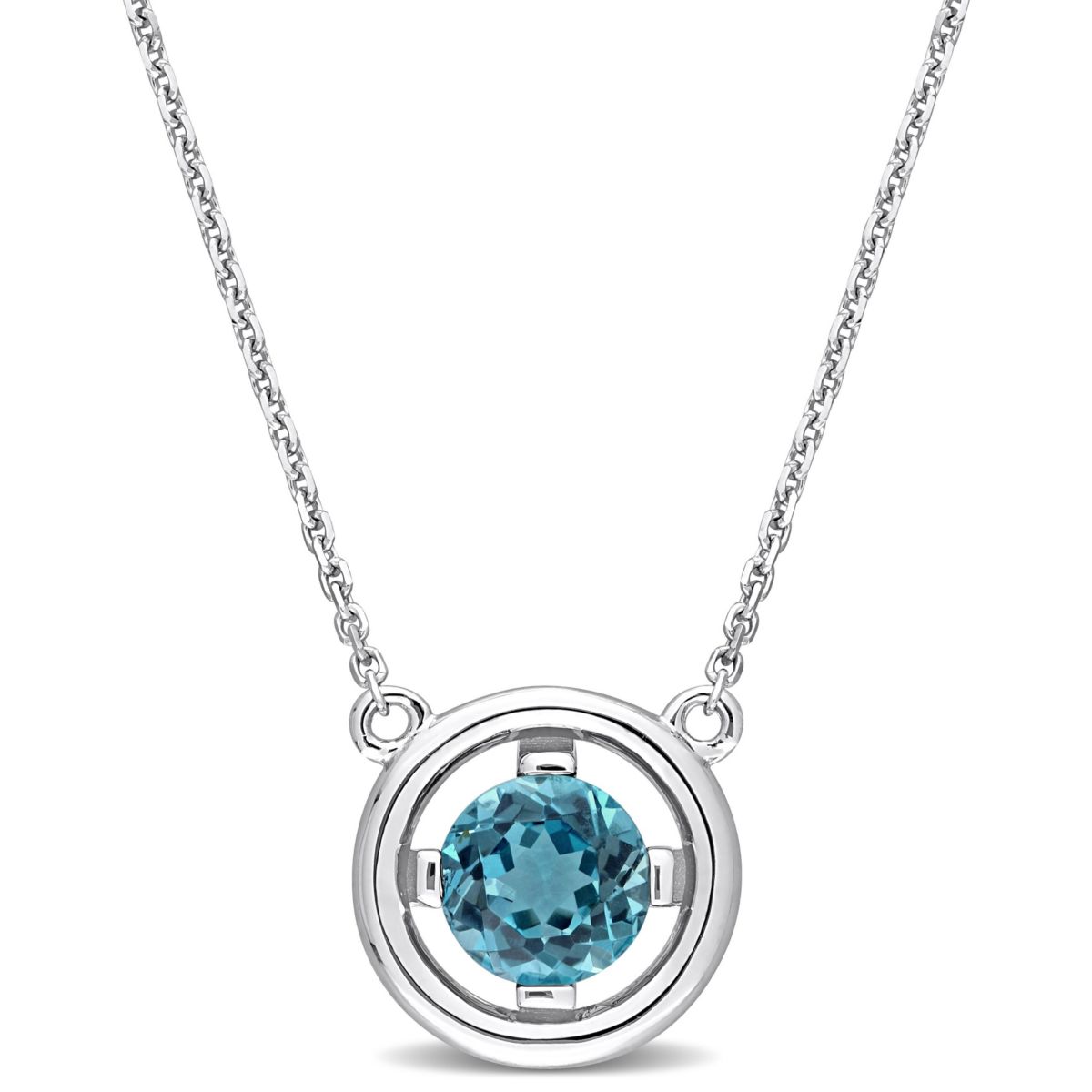 1 ct. t.g.w. London Blue Topaz Pendant with Chain in 14K White Gold