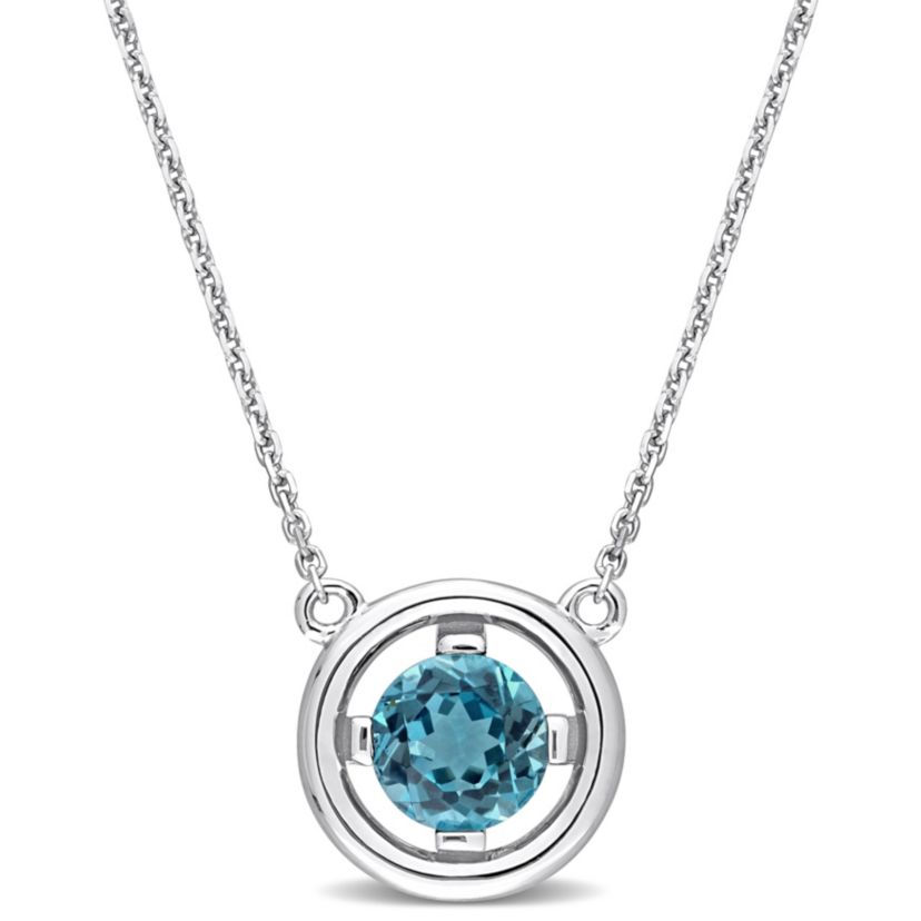 1 ct. t.g.w. London Blue Topaz Pendant with Chain in 14K White Gold