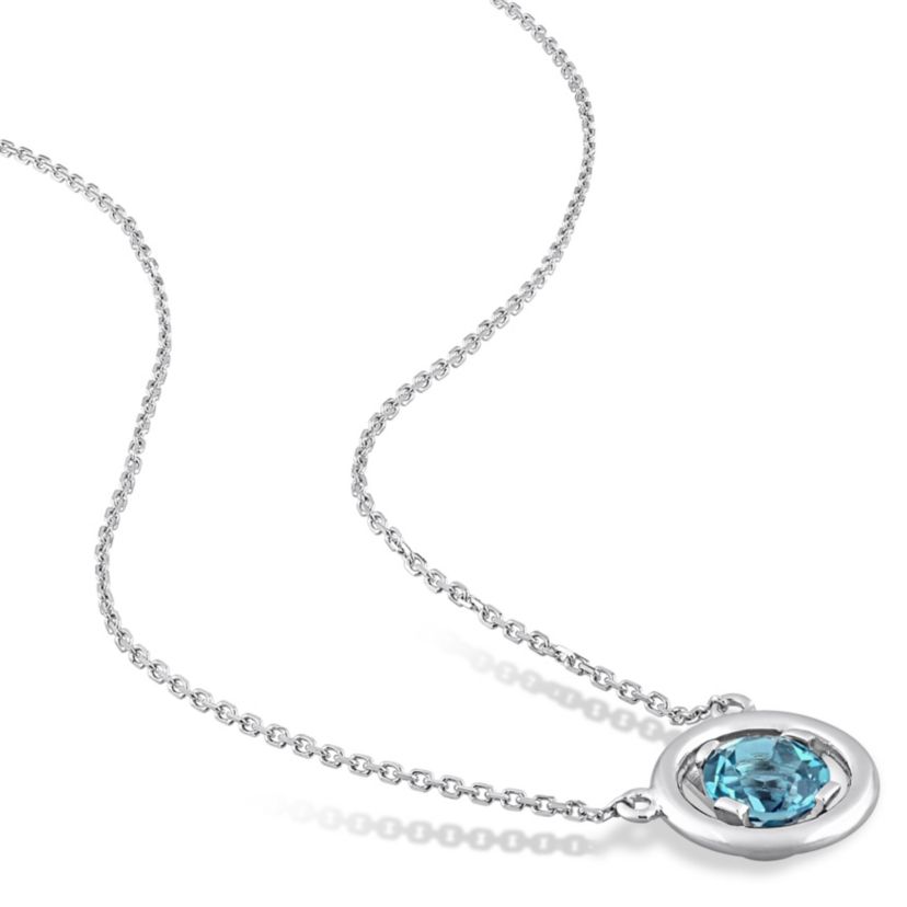 1 ct. t.g.w. London Blue Topaz Pendant with Chain in 14K White Gold