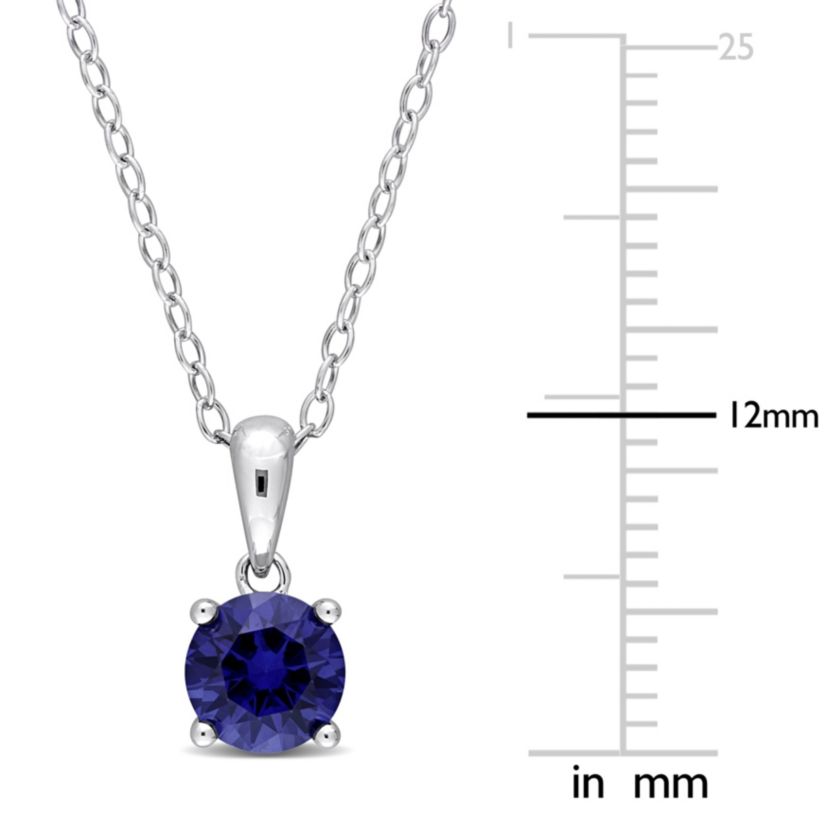 1.01 ct. t.g.w. Created Blue Sapphire Solitaire Pendant with Chain in Sterling Silver