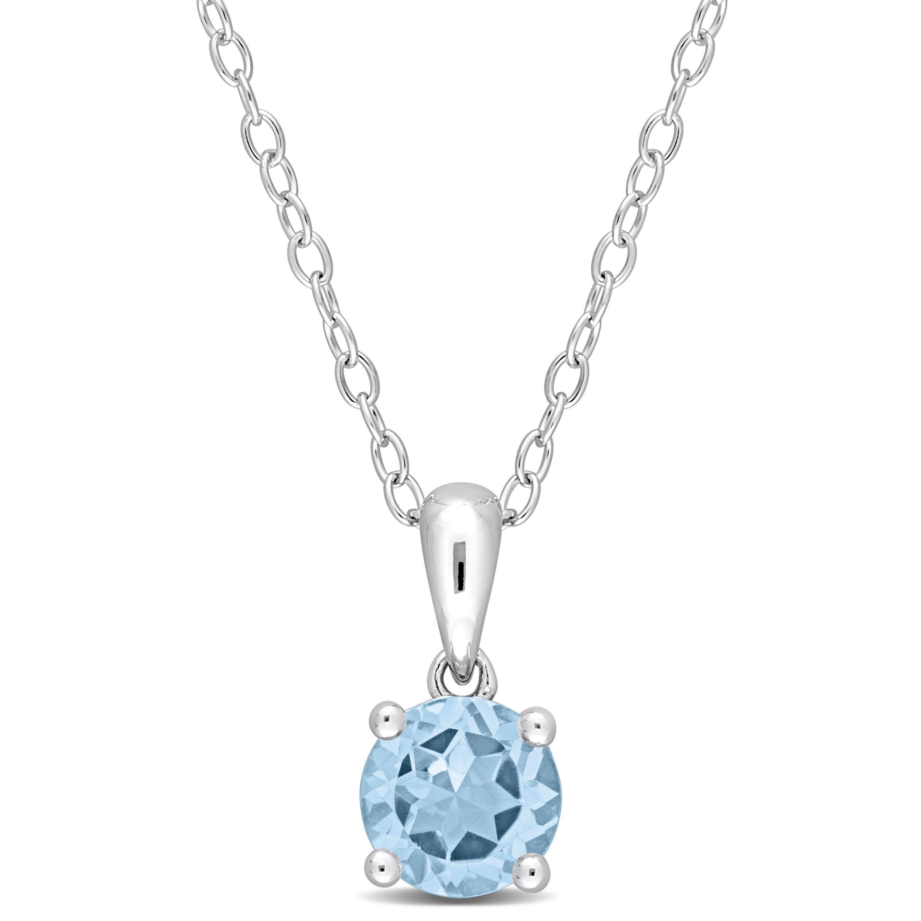 1 ct. t.g.w. Sky Blue Topaz Solitaire Pendant with Chain in Sterling Silver
