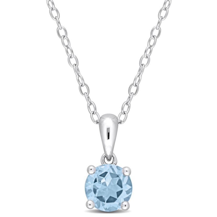 1 ct. t.g.w. Sky Blue Topaz Solitaire Pendant with Chain in Sterling Silver