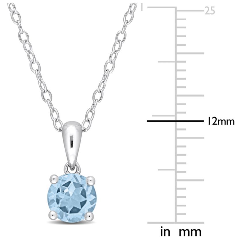 1 ct. t.g.w. Sky Blue Topaz Solitaire Pendant with Chain in Sterling Silver
