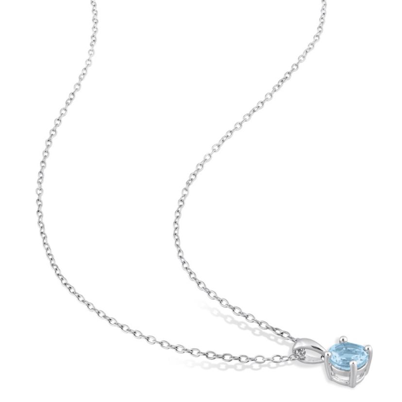 1 ct. t.g.w. Sky Blue Topaz Solitaire Pendant with Chain in Sterling Silver