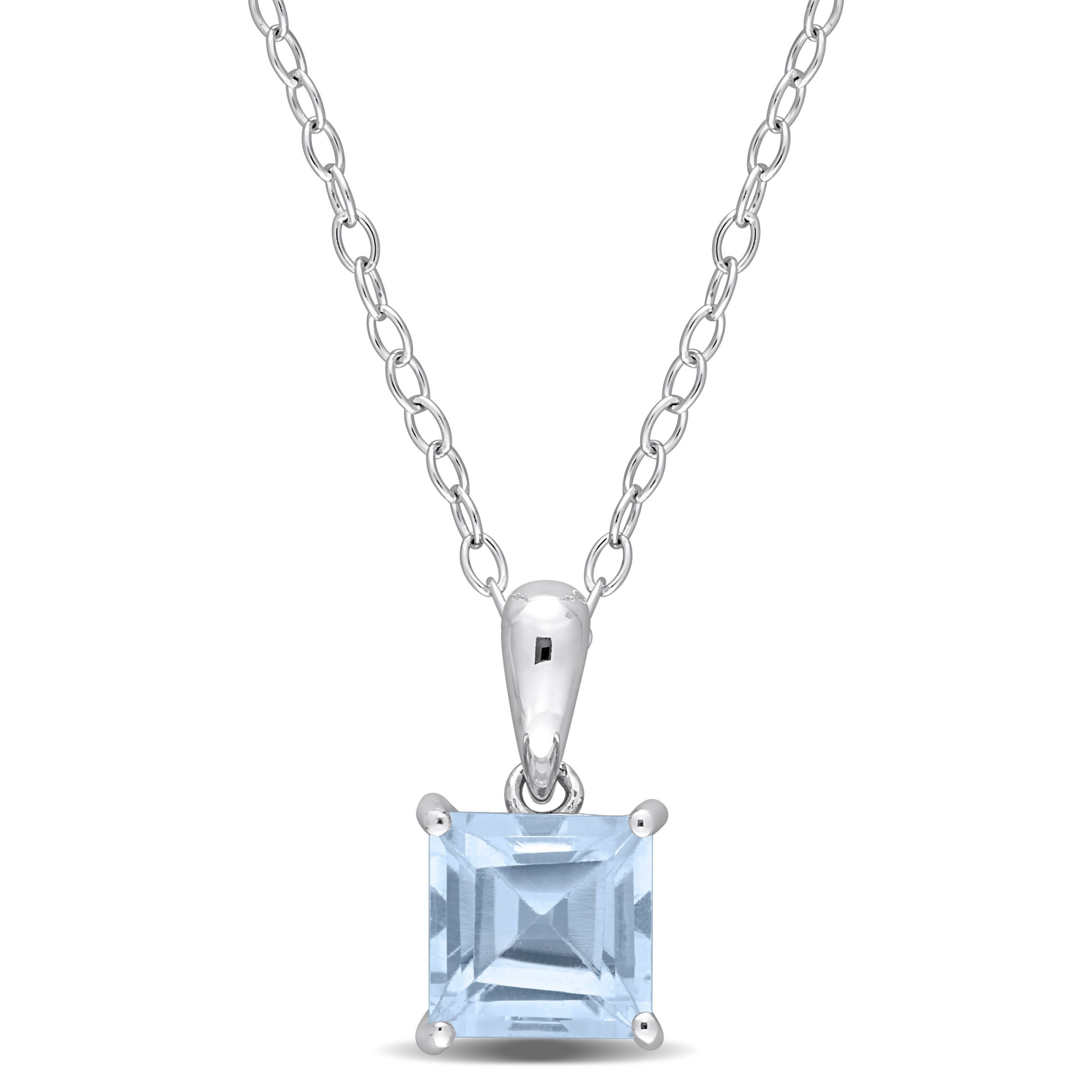 1.5 ct. t.g.w. Sky Blue Topaz Solitaire Pendant with Chain in Sterling Silver