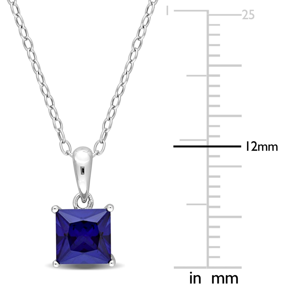 1.34 ct. t.g.w. Created Blue Sapphire Solitaire Pendant with Chain in Sterling Silver