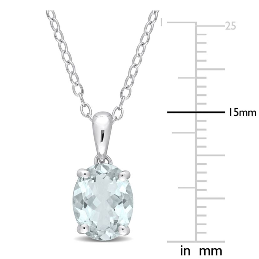 1.5 ct. t.g.w. Aquamarine Solitaire Pendant with Chain in Sterling Silver