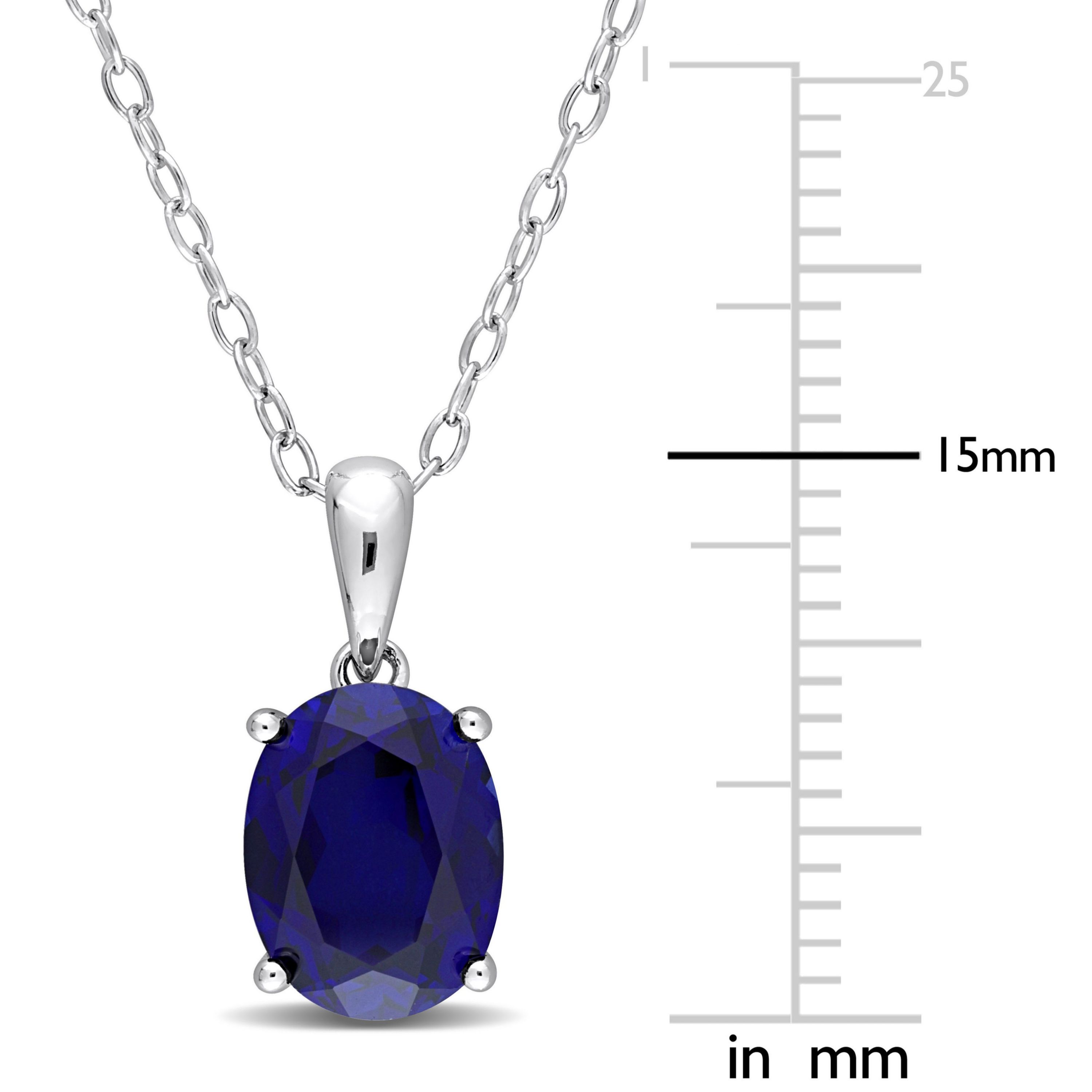 3 ct. t.g.w. Created Blue Sapphire Solitaire Pendant with Chain in Sterling Silver