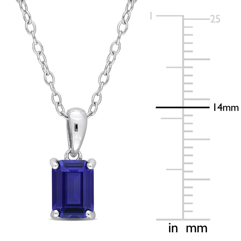 1.59 ct. t.g.w. Created Blue Sapphire Solitaire Pendant with Chain in Sterling Silver