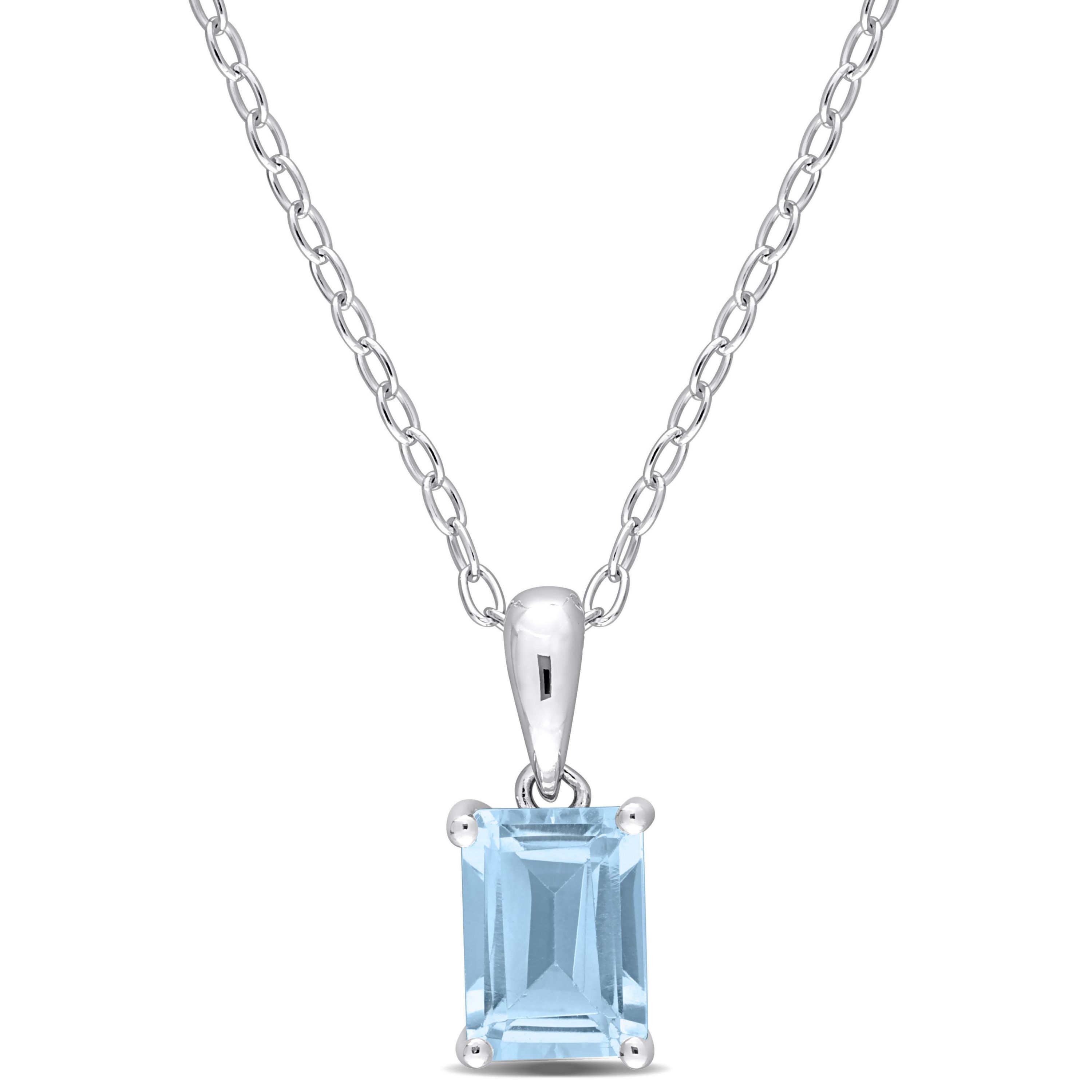 1.2 ct. t.g.w. Sky Blue Topaz Solitaire Pendant with Chain in Sterling Silver