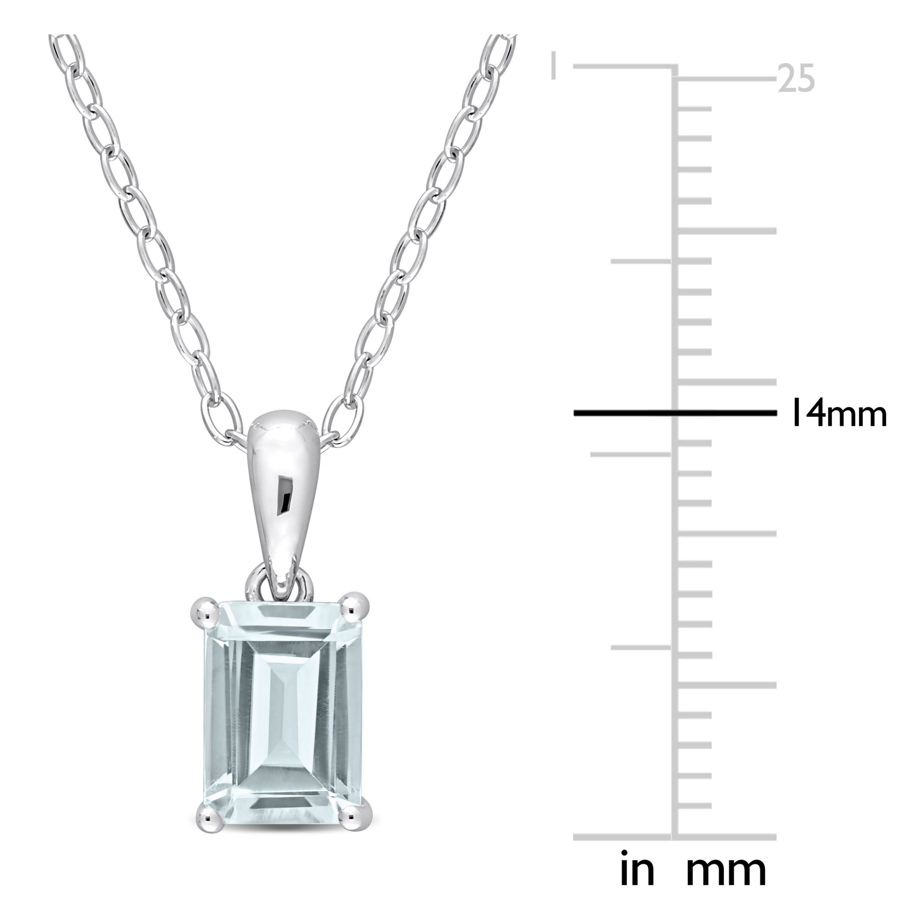 1 ct. t.g.w. Aquamarine Solitaire Pendant with Chain in Sterling Silver