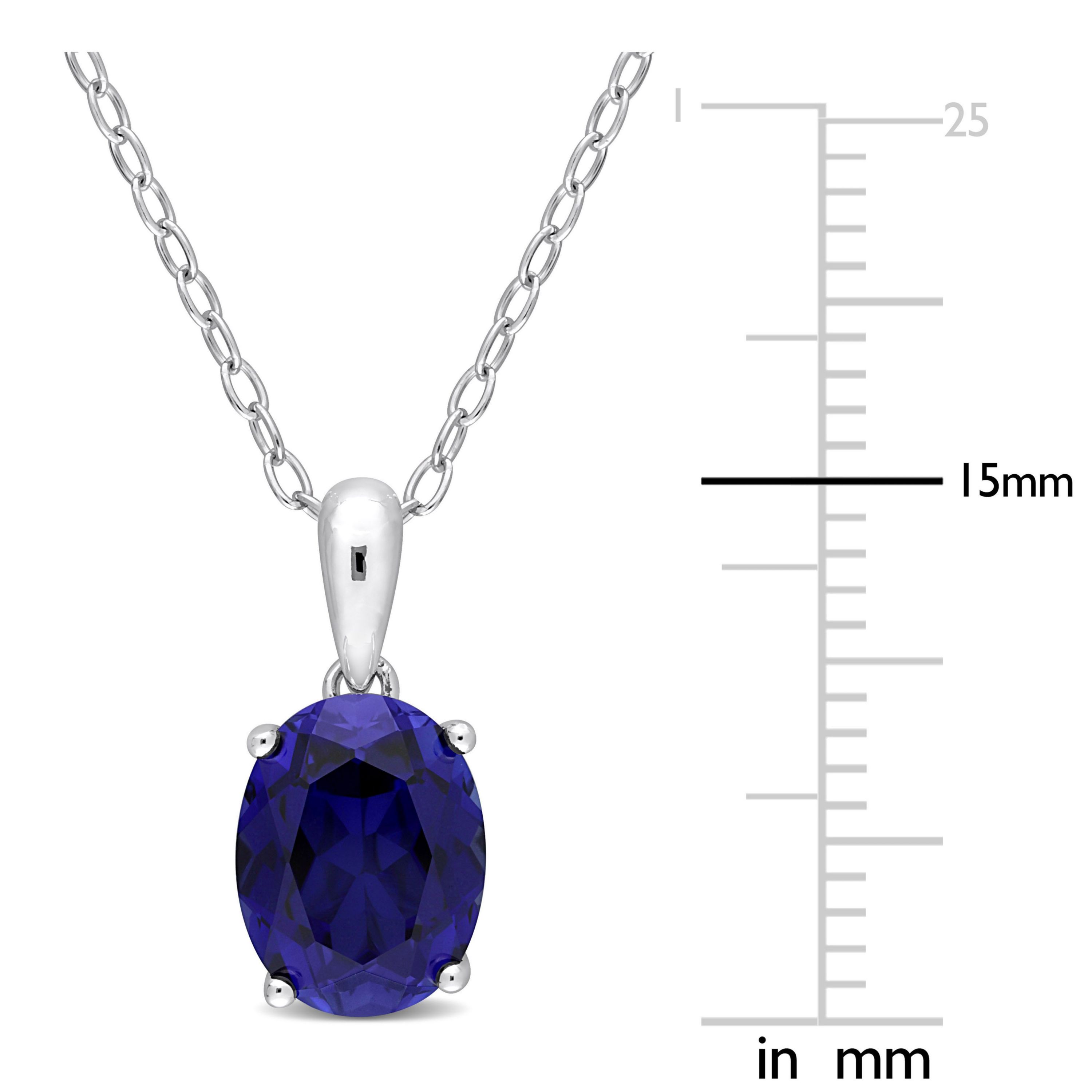 2.95 ct. t.g.w. Created Blue Sapphire Solitaire Pendant with Chain in Sterling Silver