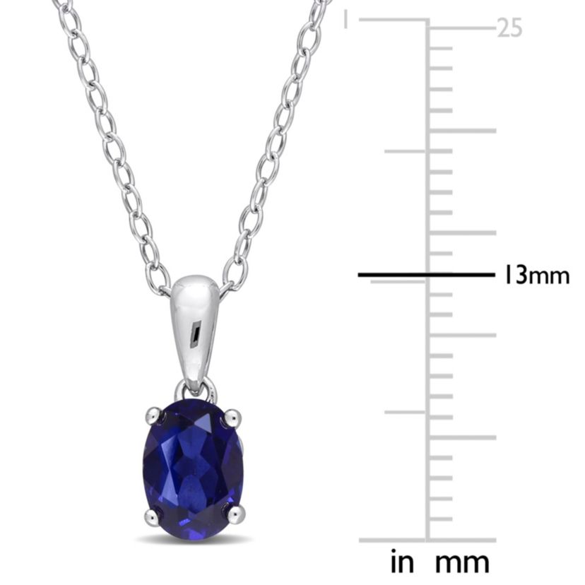 1.27 ct. t.g.w. Created Blue Sapphire Solitaire Pendant with Chain in Sterling Silver
