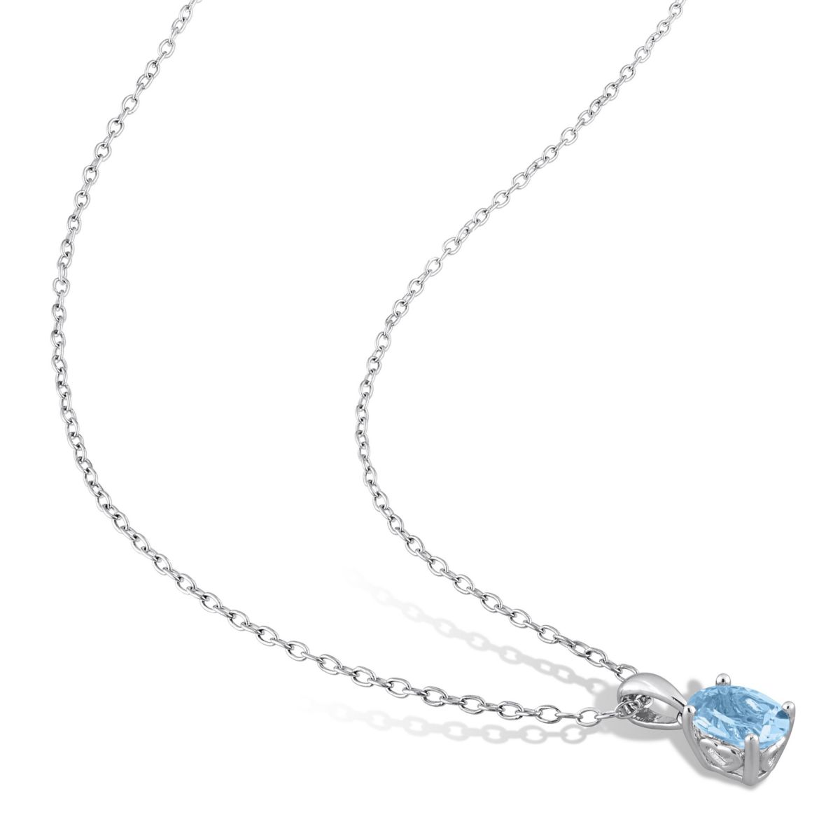 1 ct. t.g.w. Sky Blue Topaz Solitaire Pendant with Chain in Sterling Silver