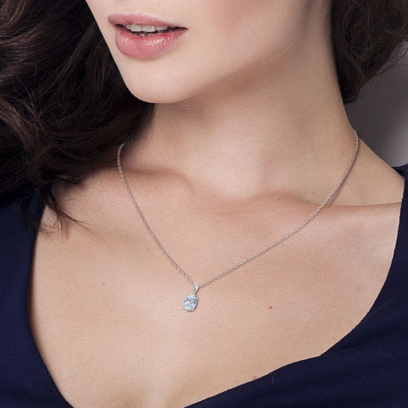 1 ct. t.g.w. Sky Blue Topaz Solitaire Pendant with Chain in Sterling Silver